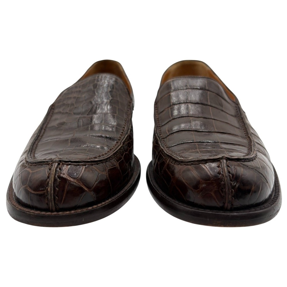 Mezlan Platinum Alligator Leather Loafer Mens 8.5 M Brown Slip On Shoes Spain - Picture 4 of 11